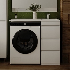 Style Line Мебель для ванной Даллас 100 R Люкс Plus 3 ящика белая – фотография-6